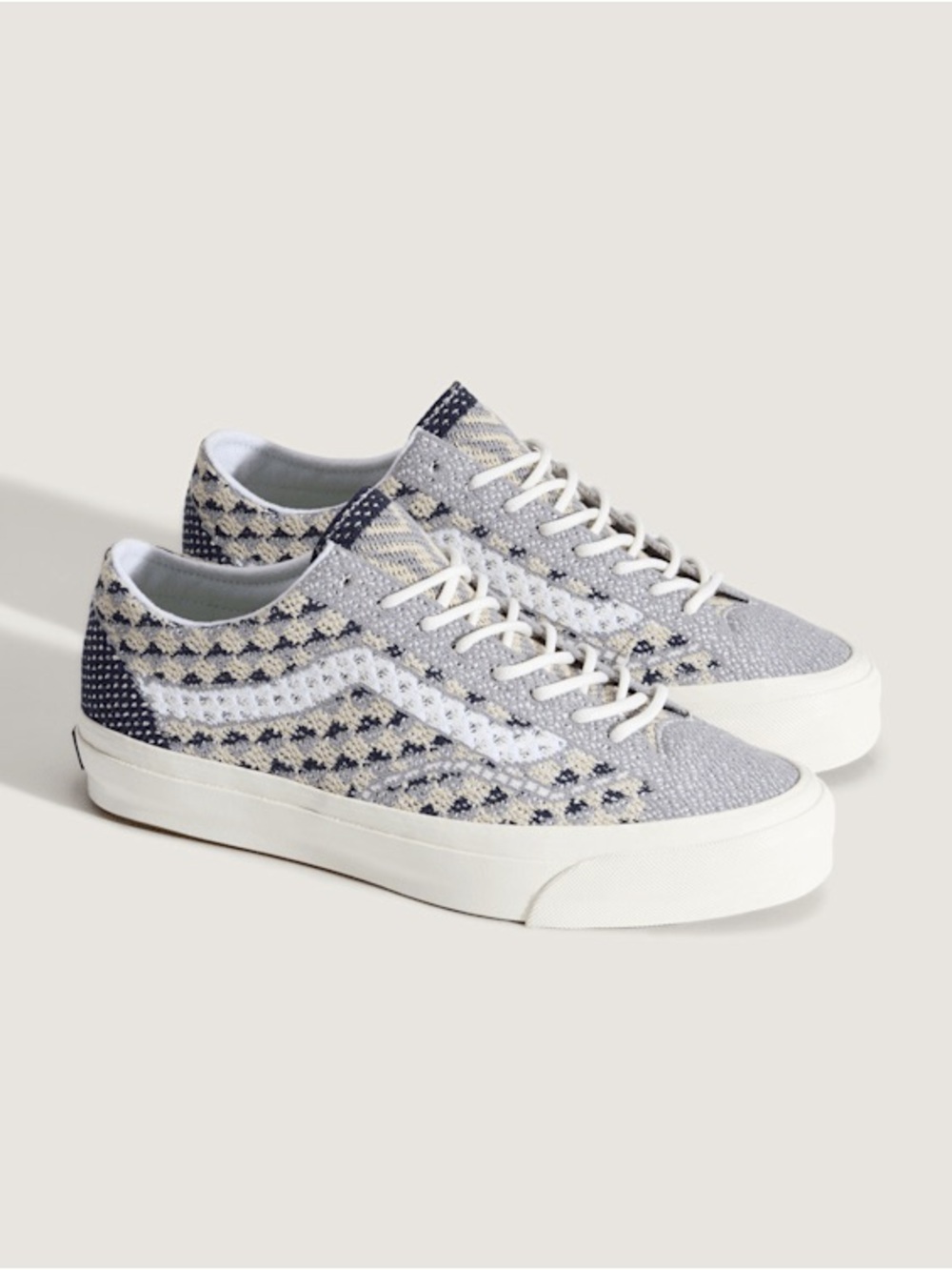 Vans Premium Old Skool 36 Embroidered  Knit in Light Gray, White and Navy